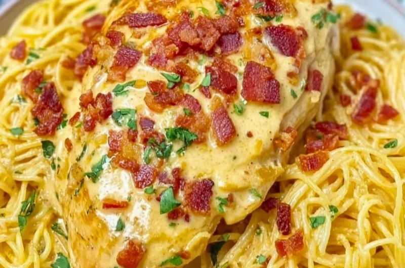 Delicious Easy Crock Pot Crack Chicken recipe with creamy sauce