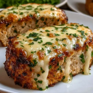 A delicious Garlic Parmesan Chicken Meatloaf with herbs and seasonings.