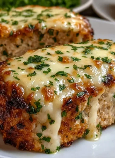 A delicious Garlic Parmesan Chicken Meatloaf with herbs and seasonings.