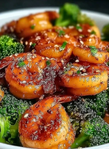High-Protein Honey Garlic Shrimp served with vegetables