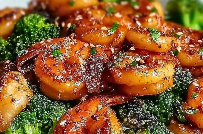 High-Protein Honey Garlic Shrimp served with vegetables