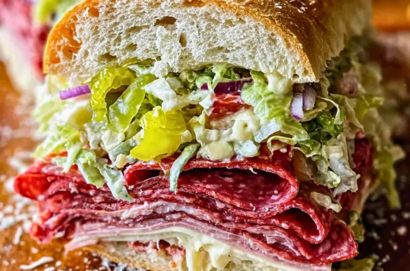 Italian Grinder Salad Sandwich with fresh ingredients and zesty dressing