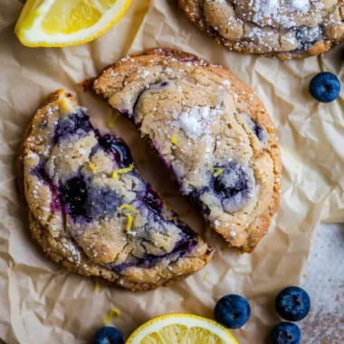 Delicious lemon blueberry cookies with a golden crust and fresh blueberries