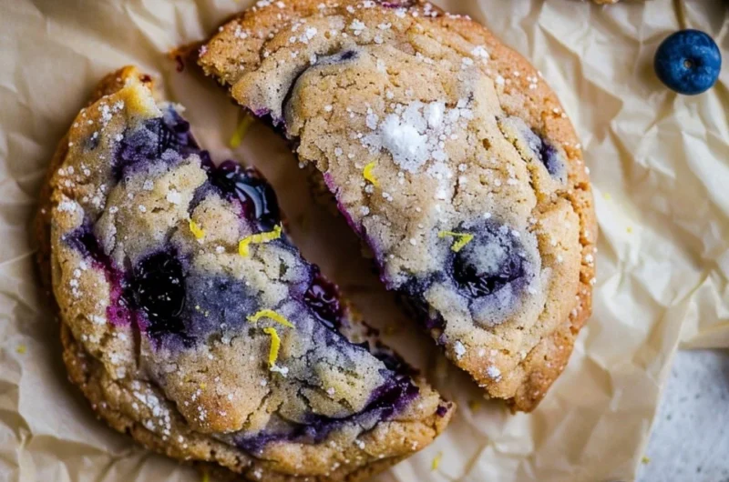 Delicious lemon blueberry cookies with a golden crust and fresh blueberries