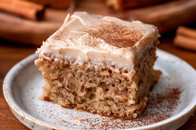 Delicious Spiced Chai Cake topped with warm spices and cream frosting