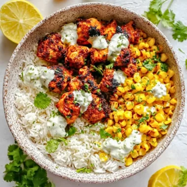 Delicious Street Corn Chicken Rice Bowl with vibrant toppings and flavors