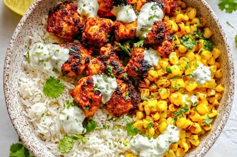 Delicious Street Corn Chicken Rice Bowl with vibrant toppings and flavors