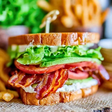 Delicious BLT sandwich stacked with crispy bacon, lettuce, and tomatoes.