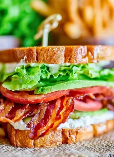 Delicious BLT sandwich stacked with crispy bacon, lettuce, and tomatoes.