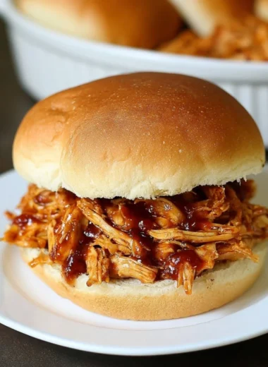 Delicious pulled Crockpot BBQ Chicken served in a bowl