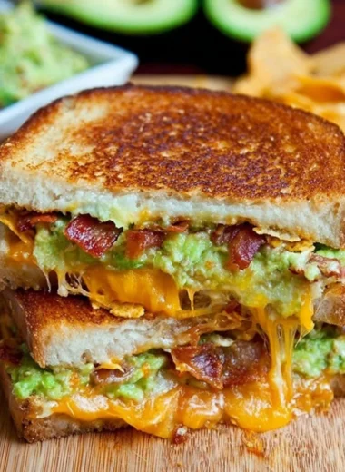 Bacon Guacamole Grilled Cheese Sandwich melted cheese crispy bacon fresh guacamole