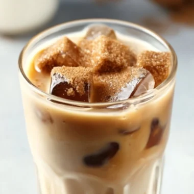Delicious Brown Sugar Vanilla Iced Coffee in a glass with ice cubes