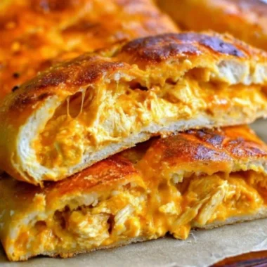 Delicious Buffalo Chicken Garbage Bread served fresh, ready to enjoy.