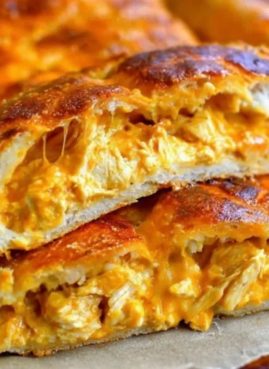Delicious Buffalo Chicken Garbage Bread served fresh, ready to enjoy.