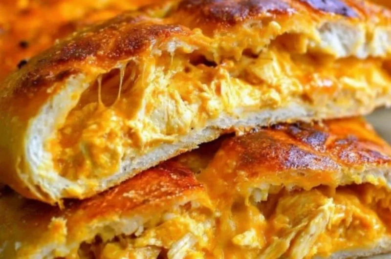 Delicious Buffalo Chicken Garbage Bread served fresh, ready to enjoy.