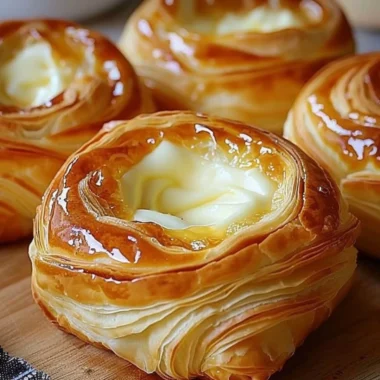Freshly baked Cheese Danish with creamy cheese filling on a white plate