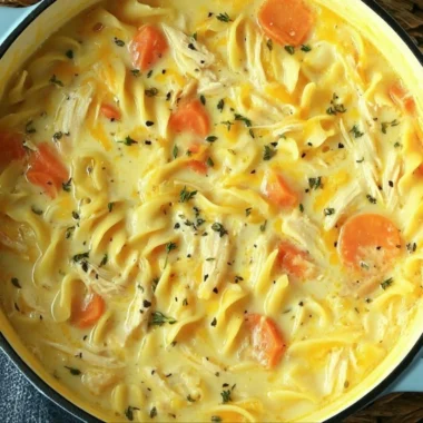 Delicious bowl of Crack Chicken Noodle Soup with chicken, noodles, and herbs