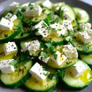 Fresh Cucumber Feta Salad with herbs and vibrant ingredients