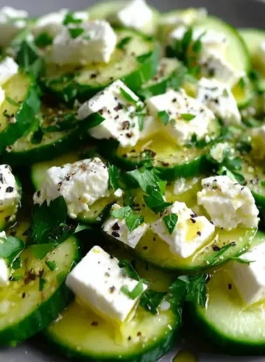 Fresh Cucumber Feta Salad with herbs and vibrant ingredients