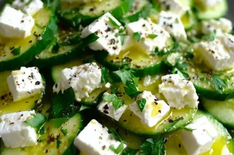 Fresh Cucumber Feta Salad with herbs and vibrant ingredients