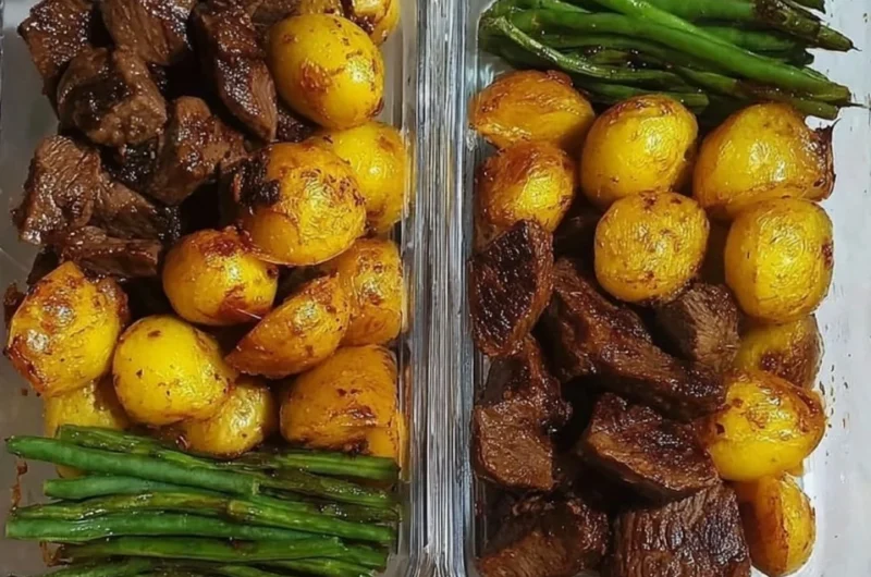 Garlic balsamic steak bites cooked to perfection, served on a platter.