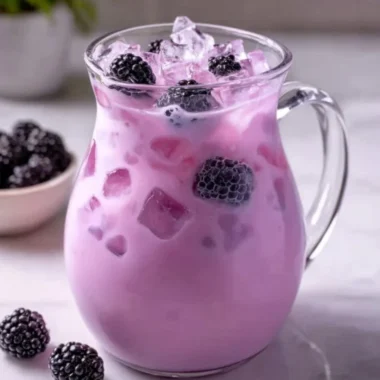 Homemade blackberry coconut pink drink inspired by Starbucks recipe.