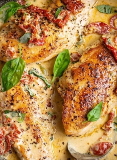 Delicious Marry Me Chicken served with creamy sauce and herbs.