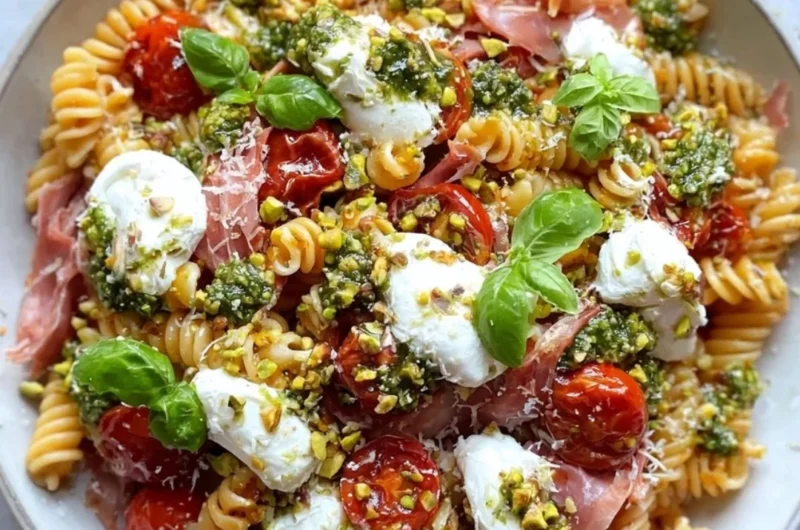 Radiator Pasta Salad with fresh vegetables and dressing