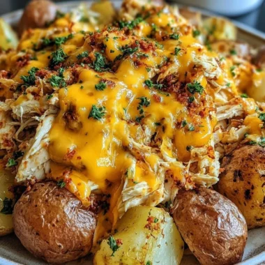 Slow Cooker Cheesy Ranch Chicken served with potatoes