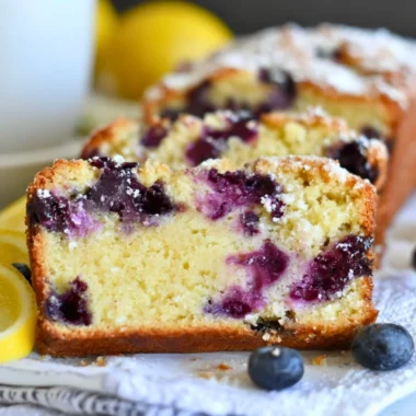 Soft and moist lemon blueberry yogurt cake with fresh blueberries and lemon zest