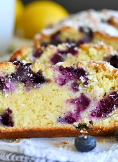 Soft and moist lemon blueberry yogurt cake with fresh blueberries and lemon zest