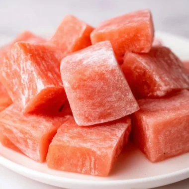 Delicious watermelon mochi dessert with vibrant pink and green colors