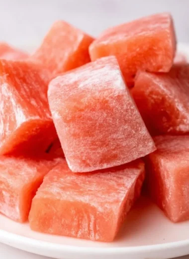Delicious watermelon mochi dessert with vibrant pink and green colors
