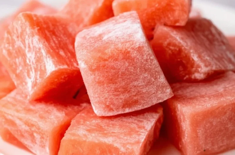 Delicious watermelon mochi dessert with vibrant pink and green colors
