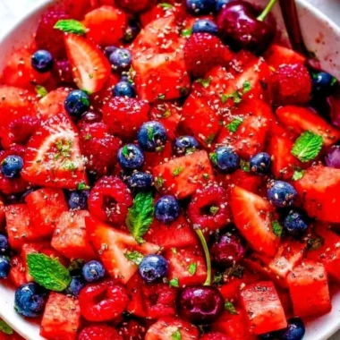 Refreshing watermelon salad with fresh mint and feta cheese