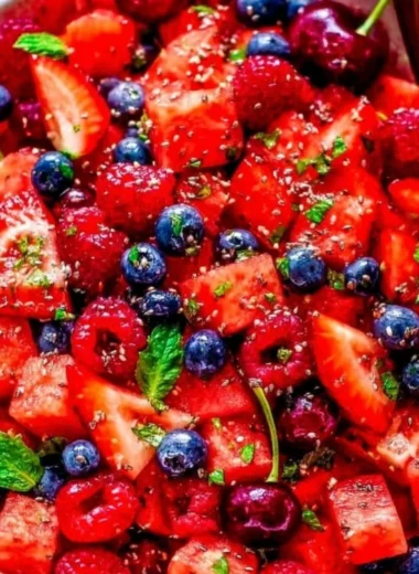 Refreshing watermelon salad with fresh mint and feta cheese