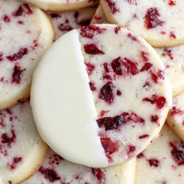 Cranberry almond shortbread cookies decorated for the holidays